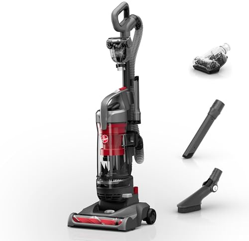 Hoover Rewind Pet Upright Bagless Vacuum Cleaner for Carpet and Hard Floors, Automatic Cord Rewind, Above Floor Cleaning Corded Vacuum Cleaners for Home Use, Gray