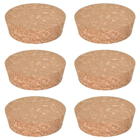 Luxvara Juego de 6 Tapone de Corcho, Tapones de Corcho Cónicos, Tapones de Corchos Cónicos Herméticos, Tamaños en Corchos Natural para Vino Cerveza DIY Bricolaje y Frascos (70 x 77 x 20 mm)