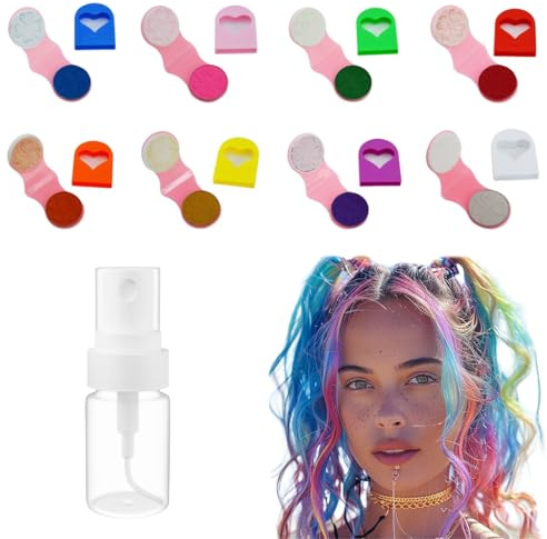 KEWUF Craie Cheveux Enfant, 8 Lavables Craie pour Cheveux, spray colorant cheveux, mascara cheveux, coloration temporaire, Teinture Cheveux Temporaire, Cadeaux de Noël, D'anniversaire pour Enfants
