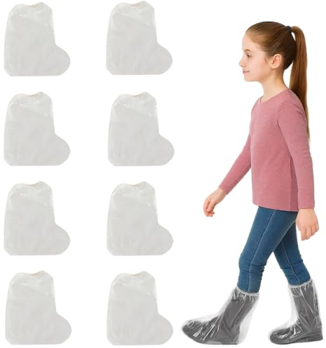 4 Paires Surchaussures Jetables pour Enfants, Surchaussures Impermeables, Couvre-Bottes Jetables Imperméables pour Chaussures de Pluie, Couvre-Chaussures (30 * 28cm)