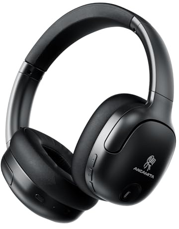 ANCAMITA Hybrid Active Noise Cancelling Headphones, Wireless Over Ear Bluetooth, 50H Long ANC Playtime, Rotatable and Foldable, HiFi Audio Deep Bass, Customized EQ via APP, Transparency Mode (Black)