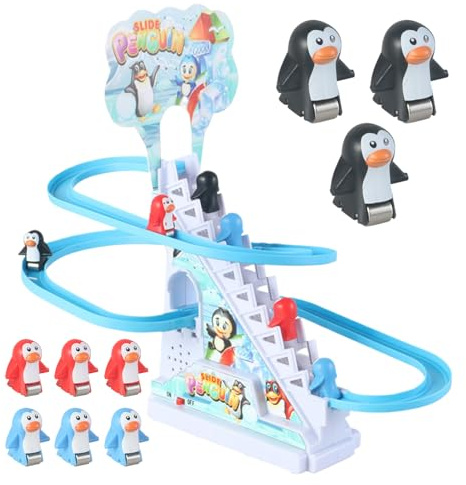 Juguete de Carreras con – Juego de Escalera Deslizante, Juego de música LED – Rampa de montaña Rusa | Divertido Juguete trepador para niños, niños y niñas como Idea