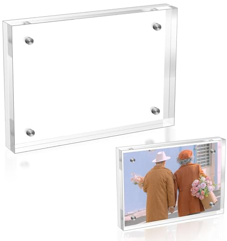 Kisstta 6 x 9 cm Acrilica Cornice portafoto, 10 + 10 mm Cornici Magnetiche, Doppia Portafoto Trasparente Cornice, Acrilica Cornice Display per Esporre Foto, Cartoline, Biglietti, Francobolli