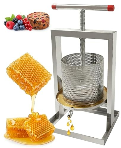 Máquina prensadora de miel de acero inoxidable, separador manual de miel y cera de abejas, extractor de jugo y pulpa para uso en granja apícola y colmenar