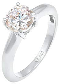 Elli Ring Damen Solitär mit Zirkonia Kristall in 925 Sterling Silber
