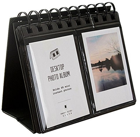 Urvoix 68 Mini-Schreibtisch-Foto-Album für Fujifilm Instax Mini 8 7S 25 50s 90 Filme, Visitenkarten-Format (Schwarz)