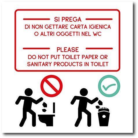 Produttore Cartel WC WC baño prohibición cartel de PVC 18x18 cm
