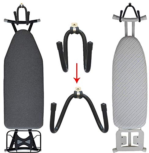 Pmsanzay Support de planche à repasser en métal, support mural pour planche à repasser, organiseur de rangement – Support réglable adapté à toutes les planches à repasser, pour buanderie, buanderie,