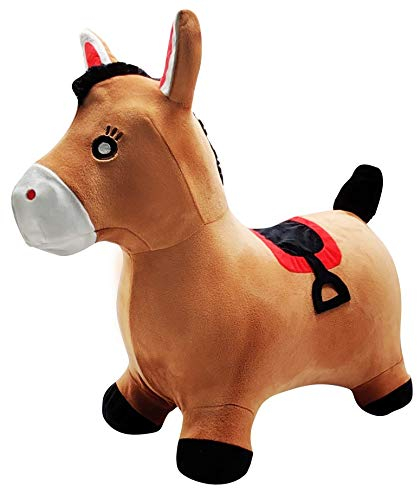 Lexibook Aufblasbares Hüpf-Pony, Inbegriffenen manuellen Pumpe, Sicherer und widerstandsfähiger Kunststoff, Braun- Abnehmbarer und waschbarer Bezug- BGP050