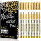 Whaline Metallic Marker Pens 8Pcs Gold Permanent Markers Pen Drawing Pen for Back to School Card Making Scrapbooking Art Crafts Wedding Guest Book