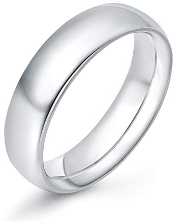 KAZITSAN 6mm Stainless Steel Ring for Men High Polish Plain Dome Silver Wedding Band Comfort Fit Size 8