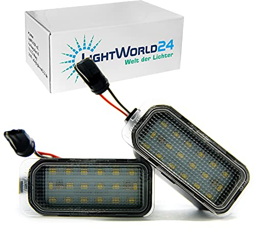 LIGHTWORLD24 LED-Kennzeichenbeleuchtung Nummernschild-Leuchten für F-ord Fiesta Focus C-Max Mondeo Galaxy S-Max Kuga J-Aguar XJ XF 18 SMD Xenon Licht 2er Set