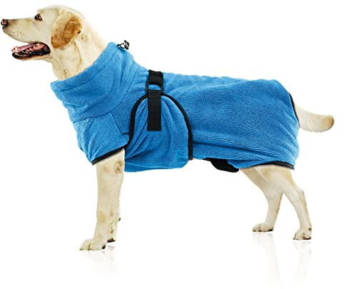 Petastic Hundebademantel aus Frottee - Saugfähiger Bademantel für Hunde, Perfekt zum Trocknen nach Baden, Schiwmmen oder Spazieren, Größe M