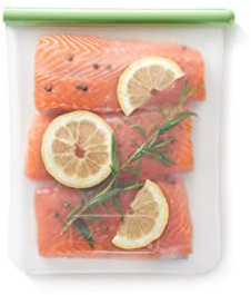 Lékué Bolsa plana reutilizable de silicona para marinar/conservar alimentos, silicona platino, talla L