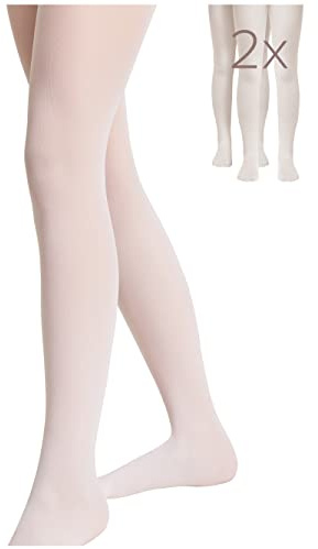 Conte elegant Princess Schicke Kinderstrumpfhose - Alltagsstrumpfhosen - Ballettstrumpfhosen - Ballett Strumpfhose Kinder - Tanzstrumpfhose für Mädchen - 40 DEN - 104-110 - Bianco - 2 Stück