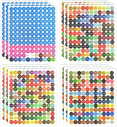 Diamond Painting Nummern Aufkleber 12 Blatt Farbnummer Zahlen Aufkleber Diamantmalerei Etiketten Runde Sticker für Aufbewahrungsbox