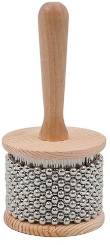 CENPEK Hochwertiges Cabasa-Percussion-Musikinstrument aus Holz mit Metallperlenkette