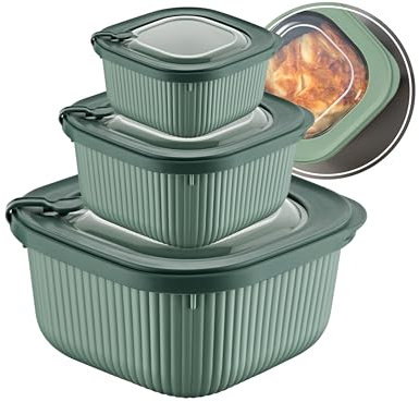 uandu Frischhaltedosen mit Deckel, Mikrowellen Geschirr 3er Set, Vorratsdosen Luftdicht Set, Meal Prep Boxen, BPA- Freie Plastikbox mit Deckel