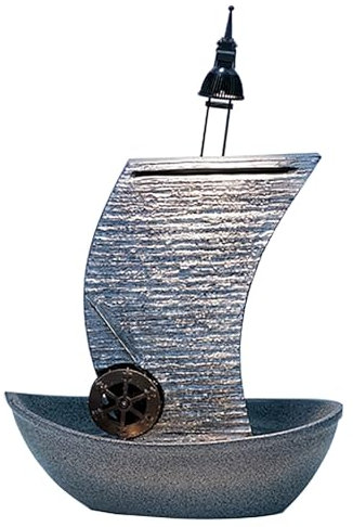 Fontana Zen Interna Water Ripple Zen, Fontanella Acqua Alta 58 cm con Luce, Muro d Acqua per Interno da Tavolo per Ufficio, Camera da Letto, Soggiorno(Gray)