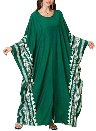 Orshoy Womens O-Neck Swim Cover Ups Long Sleeves Beach Kaftan Dresses Bohe&Maxi Kimono Tunic Loungewear Nightdress Robes