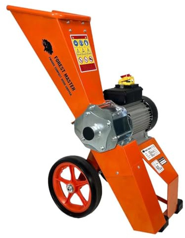 Forest Master FM4DDE-MUL Electric 4HP Garden Shredder – Upper Discharge Chute & Spare Blades – Wood Chipper & Mulcher – 50mm Cutting – Patented UK Engineered Design