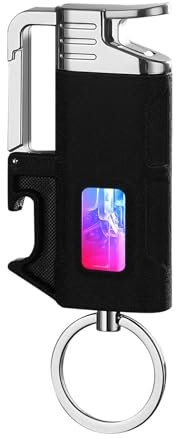 Keychain Lighter Permanent Match - Waterproof Stormproof Fire Starter for Camping, Metal Infinity Lighter with Keychain, Emergency Matches for Outdoor Survival & Daily Use (Black)