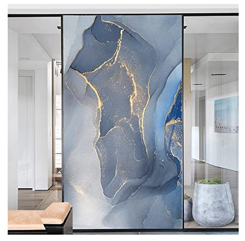 Film de confidentialité pour vitres Autocollant adhésif de décoration de grain de marbre d'autocollant en verre dépoli d'intimité de film de fenêtre for la maison Tout verre lisse(40x60cm)