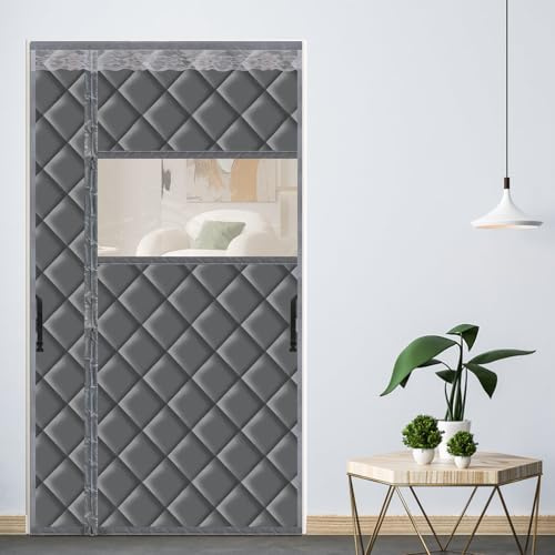LALAGO Rideau Isolant Thermique avec Magnétique, 120x220cm Isolant Thermique Isolation Porte, Rideau de Porte Magnétique à Isolation Thermique, au Froid et au Bruit, Adapté aux Animaux (avec Fenêtre)