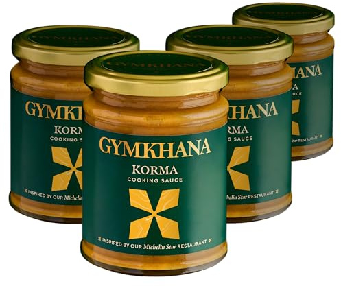 Gymkhana Indian Korma Curry Cooking Sauce Paste, Authentic Indian Michelin Star Recipe, 300 ml per Jar of Gluten Free Curry Sauce for Meat or Vegetables - 4 Pack