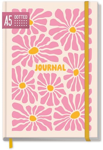 paper&you® Dotted Journal à pois A5 avec élastique [Pink Flowers] 156 pages - carnet de notes - durable & respectueux au climat