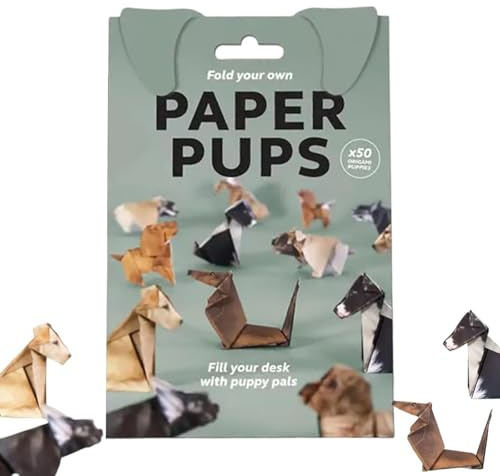 DIY Paper Cats Kit,50 Fold-Your-Own Origami Kitties,3D Paper Dog & Cat & Dinosaur Models, Origami Animal Shaped Decoration Kit,Stickers Pattern Cute Printing (Dog)