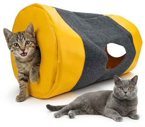 Homrich Multifunctional Collapsible Cat Play Bag, Indoor Cat Tunnel Activity Center Mat, Durable Rug for Hide and Seek, Scratching Sleeping Running Interactive Toys for Bored Kitten Adult Cats