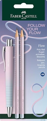 FABER-CASTELL 241159 – Skrivset Blushing Sky, med kulspetspenna Poly Ball och 2 blyertspennor