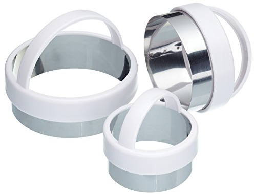 KitchenCraft 3 Piece Pastry Cutter Set, Round, Plain Edge, Ideal for Scones, Cookies, Mince Pies & More, Stainless Steel/Plastic, Assorted Sizes, Silver