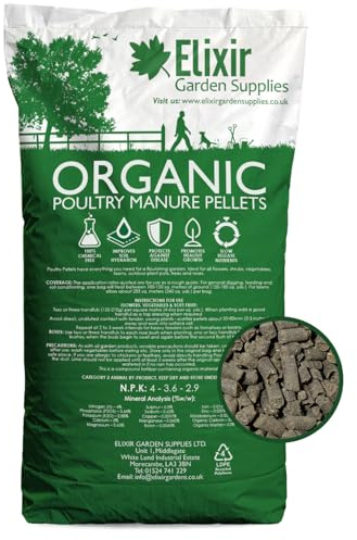 Elixir Gardens UK Chicken Poultry Organic Super Concentrated Farm yard Manure Pellets 20Kg BAG | Can treat over 500sqm