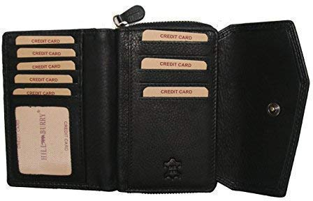 Hill Burry Vintage Leder Damen Portmonnaie/Geldbörse HB13092 (schwarz)