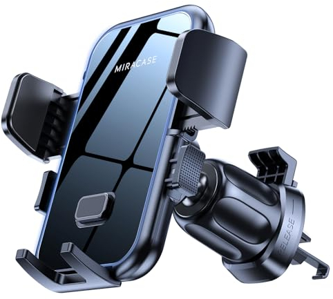 Miracase Handyhalterung Auto Lüftung mit EIN-Knopf-Release [Doppelt Stabiler Hakenclip] 360° Drehung Universal Kfz Handy Halterung Kompatibel mit iPhone/Samsung/Huawei usw