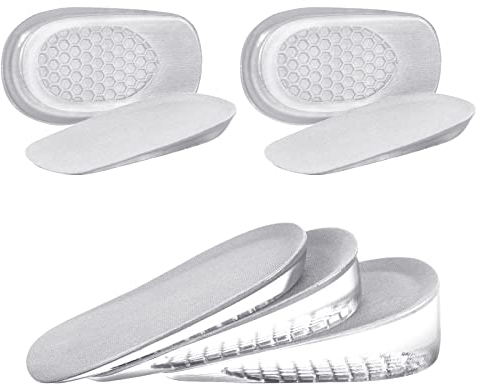 URAQT Höhe Erhöhung Einlegesohle Gel, 2 Paar Erhöhung Schuheinlagen, Höhe Erhöhen Fersen Einlegesohlen, Bequeme Height Increase Insole, Unsichtbare Schuhlifteinsätze Stoßdämpfun(weißgrau)