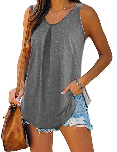 iChunhua Ladies Summer Vest Tank Tops Scoop Neck Loose Fit Sleeveless Shirts S to XXL