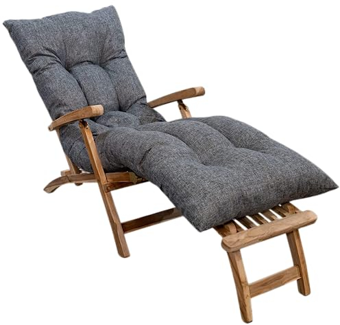 bananair - Auflage Gartenliege, Liegenauflage 195x65 cm | Dick, Bequem & Langlebig | Sonnenliege/Liegestuhl Auflage, Leicht und Einfach mit Klettverschlüssen zu Befestigen (Grau, 195 x 65 x 15 cm)