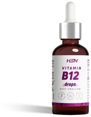 HSN Vitamina B12 Vegana Líquida de HSN | 30 ML (900 Gotas) por Envase | 1 Gota = 200 MCG Pura B12 Metilcobalamina | Aceite de Cártamo: Evitar Solidificación | Sin Aditivos ni Gluten