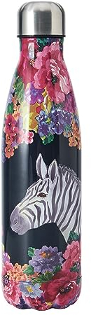 Mikasa Wild at Heart, borraccia da 500 ml, bottiglia con isolamento sottovuoto riutilizzabile in acciaio inox con coperchio a vite per il pendolarismo, la scuola o la palestra, stampa zebra