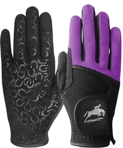 FINGER TEN Gants d'équitation pour Femmes – qualité supérieure pour Femmes – Gants d'équitation en Maille Respirants, légers et Confortables – Lot de Couleurs d'été (Violette, Small)