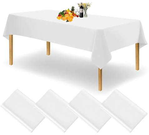 4 Stück Tischdecke Bierzeltgarnitur - Tischdecke Weiß, Einweg Tischdecke für Rechteck Tisch, Tischdecke Papiertischdecke Rolle für Party, Geburtstag, Hochzeit, Weihnachten, 137 * 274 cm