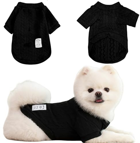Winmany Maglione per Cani di Piccola e Media Taglia e Gatti Invernale con Collo Alto Abbigliamento per Chihuahua, Yorkie, Cuccioli in Colore Solido (Nero, M)