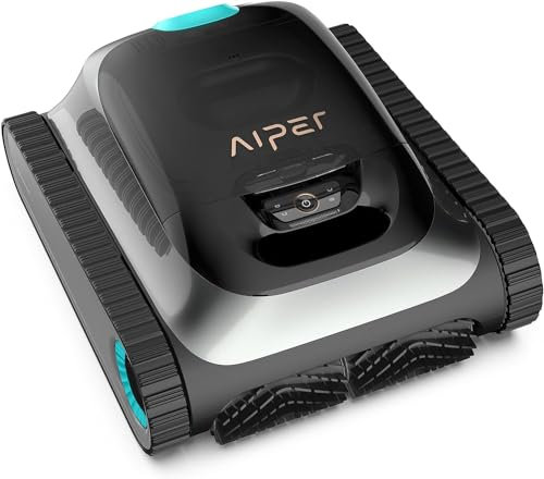AIPER Robot de Piscine sans Fil, Robot Aspirateur Piscine Fond et Parois, WavePath Navigation 2.0, Nettoyage Périodique, 150 Minutes de Fonctionnement, pour Les Piscines Enterrées Jusqu'à 150㎡ (Gris)