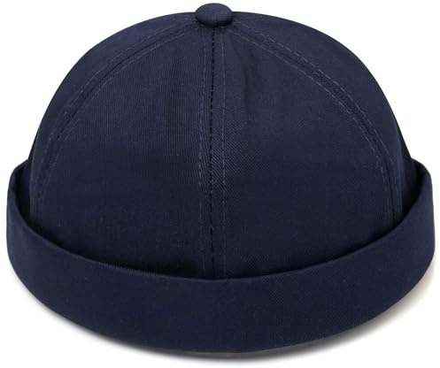 Initlove Mens Docker Hat Beanie Cap Vintage Brimless Sailor Hat for Street Hip Hop Navy