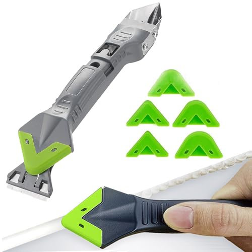 XSQD Outil D'enlèvement De Silicone 5 en 1 Kit, Outil D'étanchéité De Silicone, Multifonction De Racloir De Nettoyage, Outil Racloir Adhésif, Pour L'élimination Des Taches, Scratch Silicone