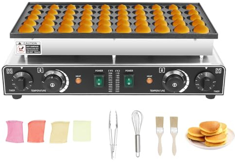 Levkitch 50 Holes Mini Pancake Maker,50-300℃ Temp 5 min Time Control