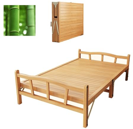 Hopfällbar Säng Tillverkad av Bambu Stabil och Bärande Hopfällbar Gästsäng för Kontor Lunchrast Spara Utrymme(190 * 60 * 30cm)